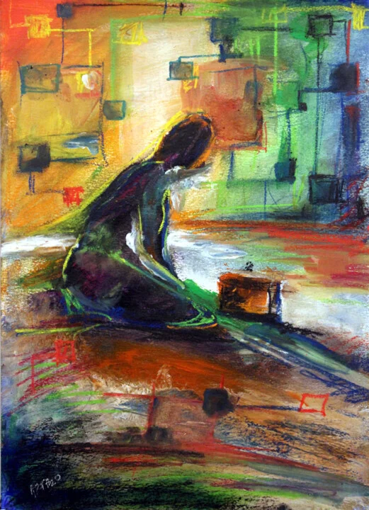 Click to view in high resolution Dark Contemplation in Digital Green