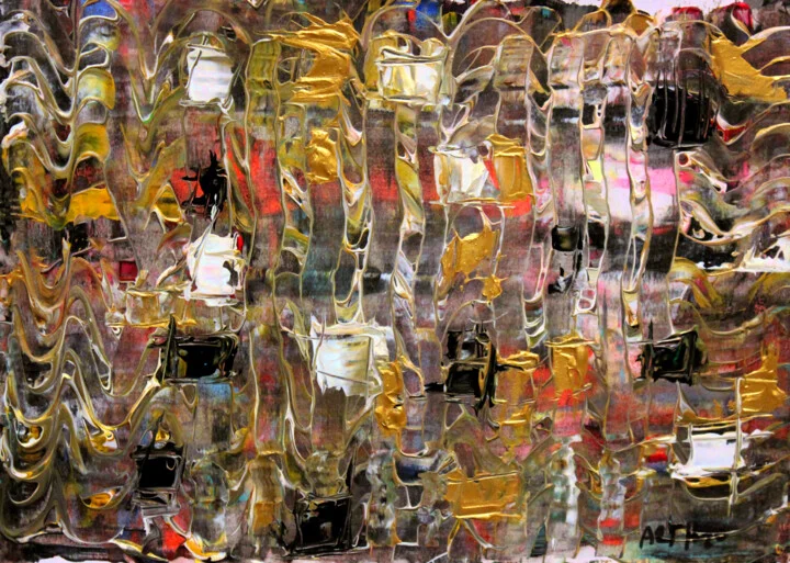 Click to view in high resolution Gold and Red Blockchain Flow