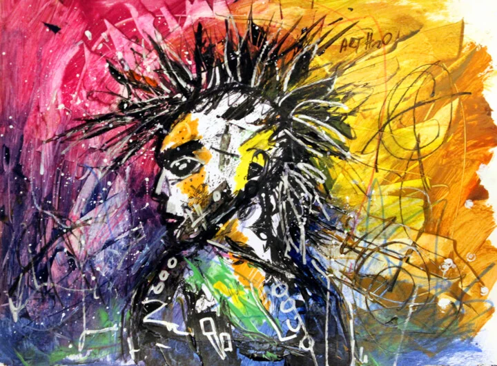 Click to view in high resolution Magenta and Gold Punk Portrait