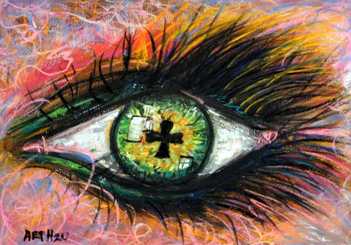 Click to view in high resolution Frontal Gaze in Orange and Gold