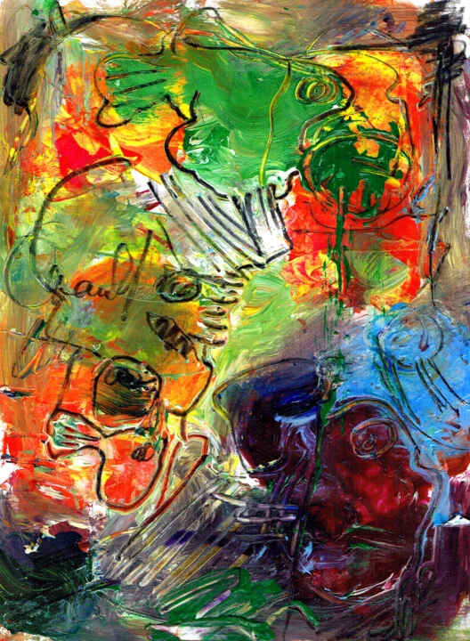 Click to view in high resolution Primal Red Abstract Energy on Paper