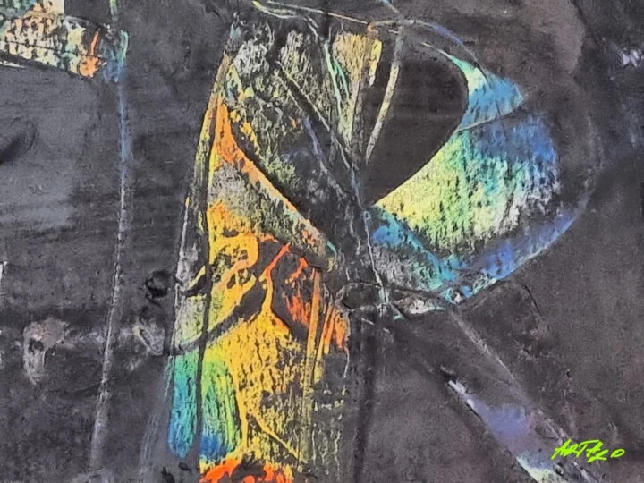 Click to view in high resolution Iridescent Forms on Charcoal Canvas