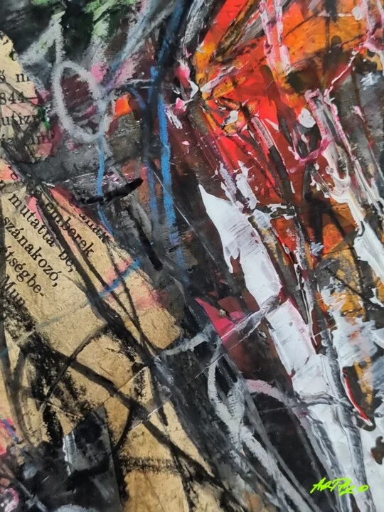 Click to view in high resolution Dynamic Urban Collage in Red and Black