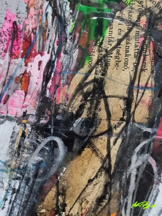 Click to view in high resolution Vibrant Collage in Gold and Pink