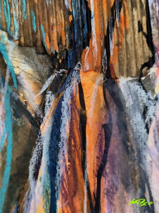 Click to view in high resolution Teal and Brown Abstract Forms