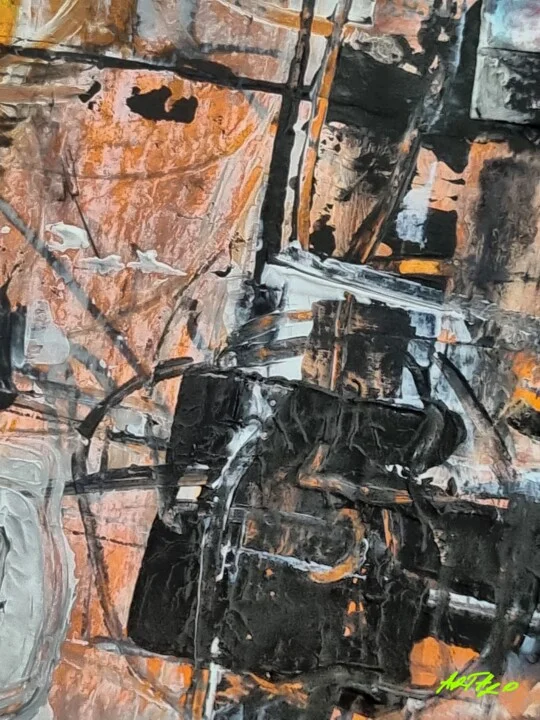 Click to view in high resolution Dynamic Black and Orange Composition