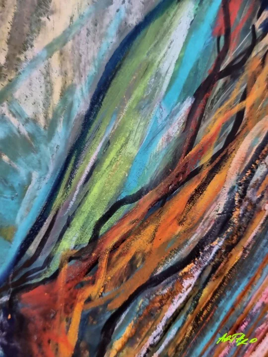 Click to view in high resolution Dynamic Blues and Greens Abstract