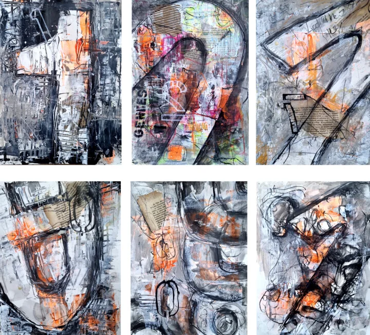 Click to view in high resolution Abstract Code Collage in Earthy Tones