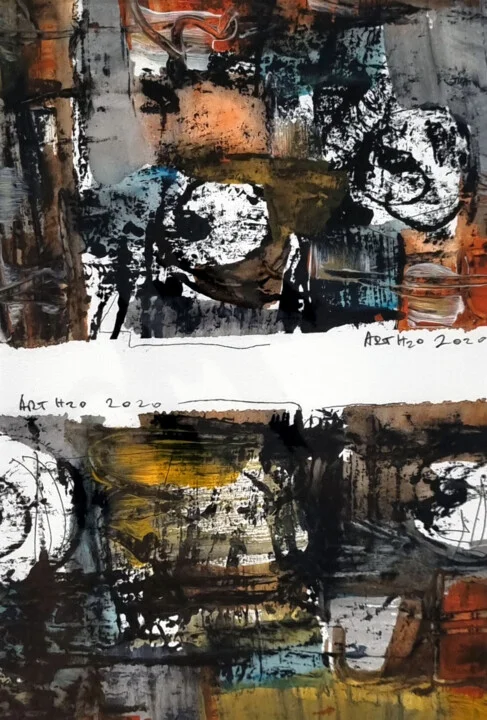 Click to view in high resolution Black, Orange, and Grey Abstract Composition