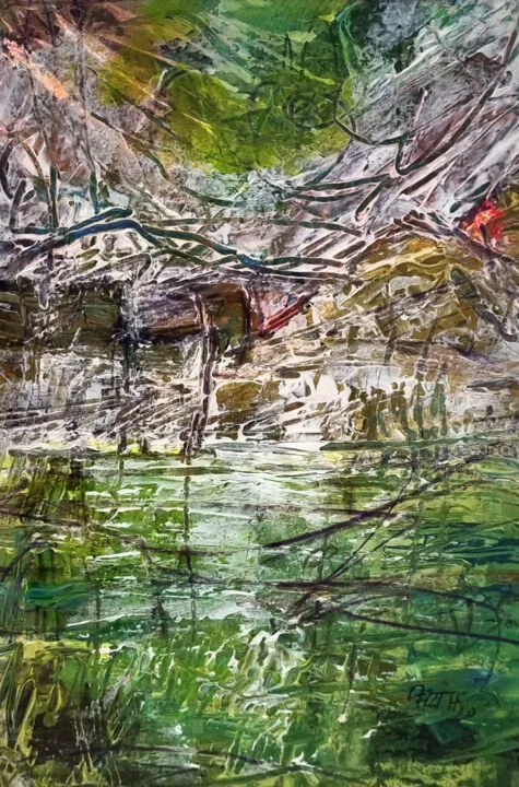 Click to view in high resolution Abstract Landscape in Green and Earth Tones