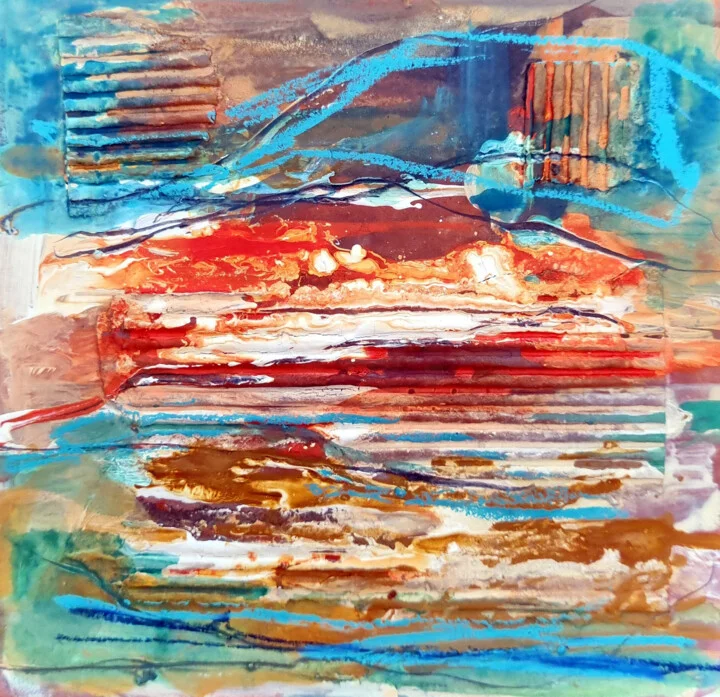 Click to view in high resolution Abstract Seascape in Blue and Red