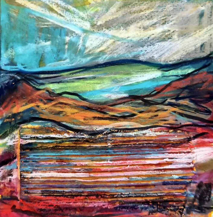 Click to view in high resolution Mediterranean Escape in Blue and Red