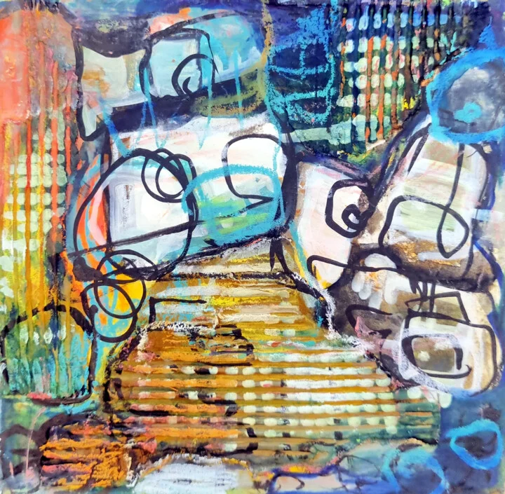 Click to view in high resolution Blue and Orange Abstract Landscape