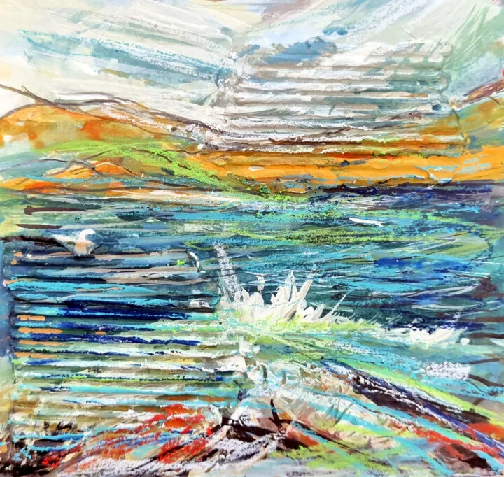 Click to view in high resolution Irish Seascape in Blue and Green