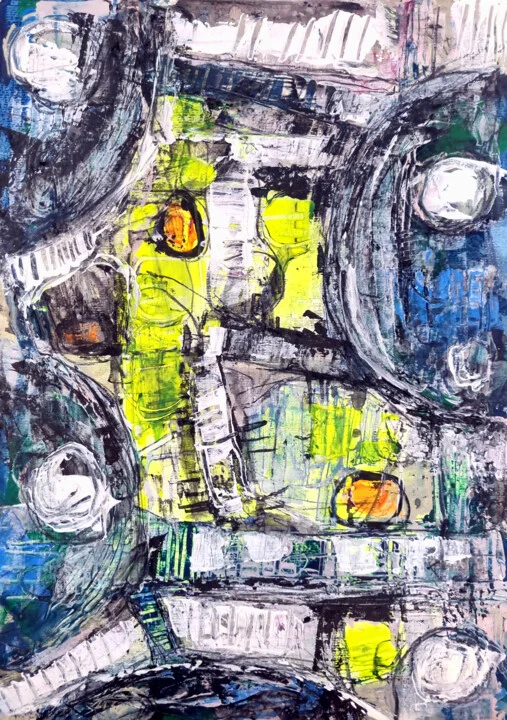 Click to view in high resolution Vibrant Blue and Yellow Urban Swirls