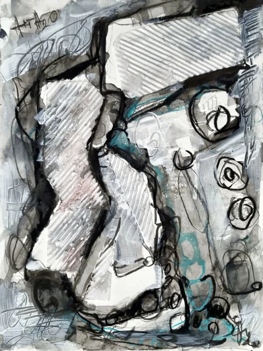 Click to view in high resolution Grayscale Abstract with Teal Accents