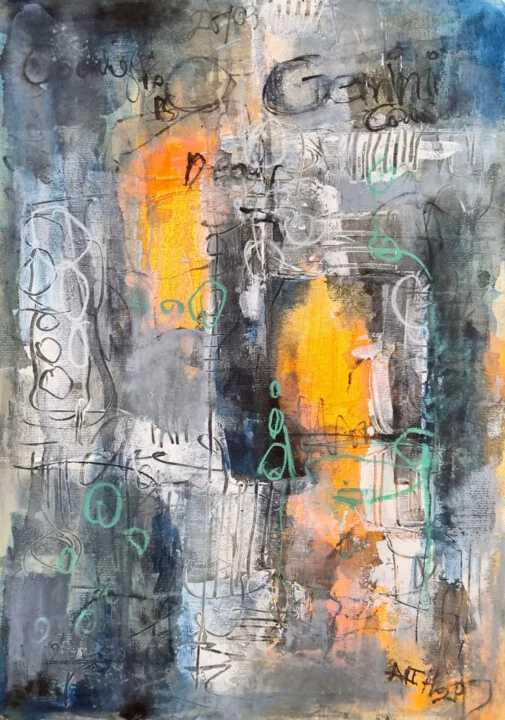 Click to view in high resolution Blue and Orange Memory Abstract