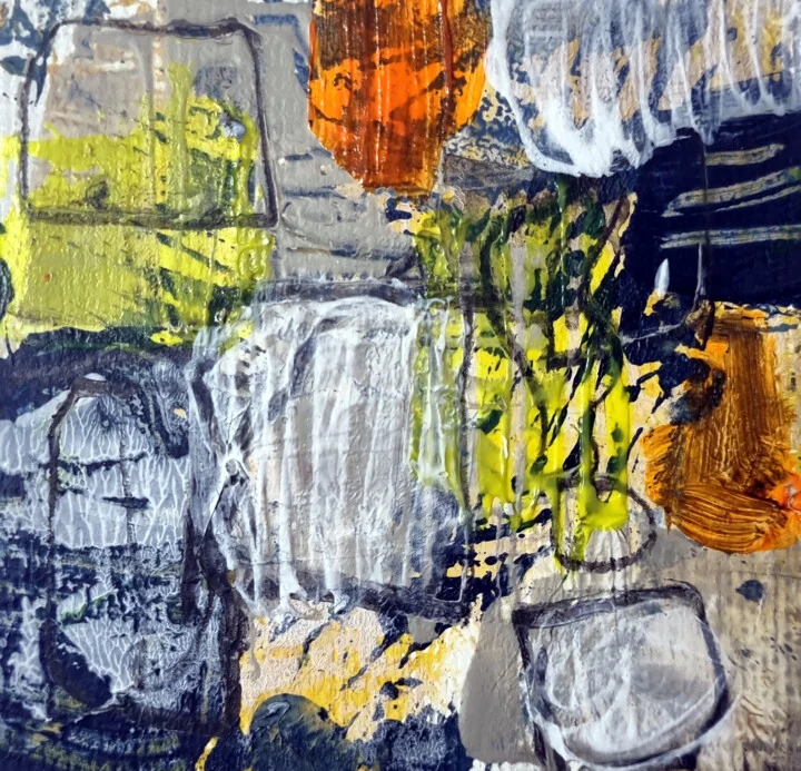 Click to view in high resolution Vibrant Yellow and Indigo Urban Abstract