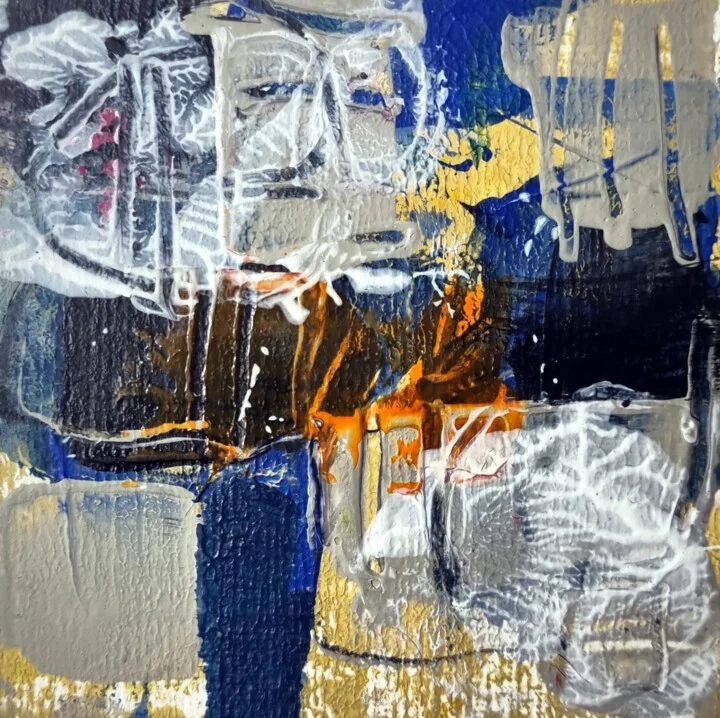 Click to view in high resolution Energetic Abstract in Blue and Gold