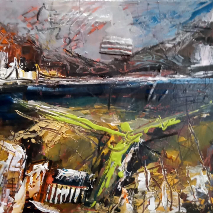 Click to view in high resolution Emerald Green and Blue Abstract Landscape