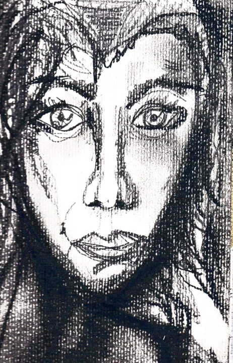 Click to view in high resolution Monochrome Charcoal Face Portrait