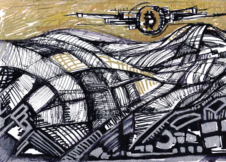 Click to view in high resolution Gold and Black Ink Landscape