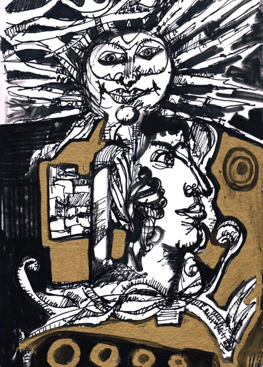 Click to view in high resolution The Creature of the Sun Ink Drawing