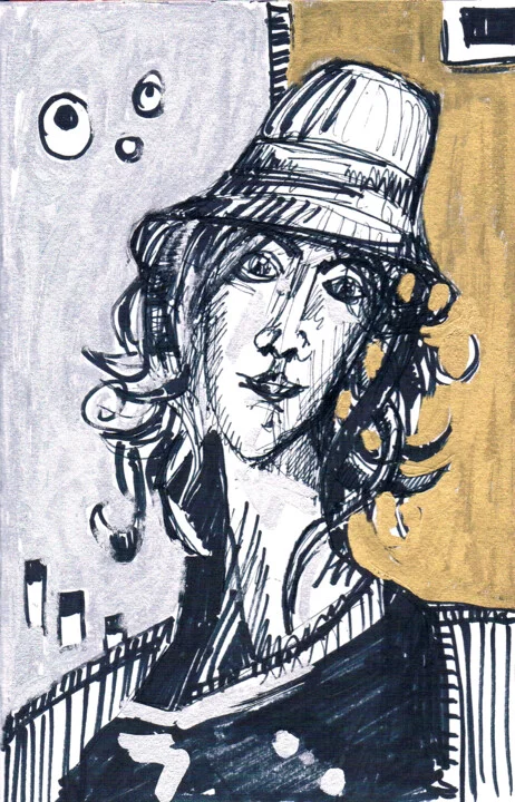 Click to view in high resolution Striking Gold and Black Woman Portrait