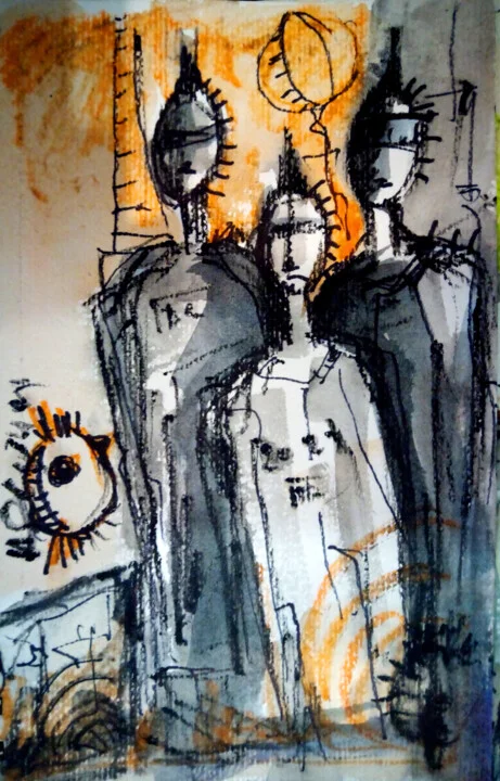 Click to view in high resolution Warm Burnt Orange and Blue Abstract Figures