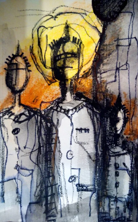 Click to view in high resolution Golden Yellow Abstract Figures Sketch