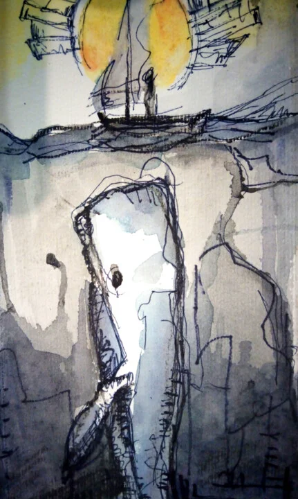 Click to view in high resolution Majestic Ocean Blue Whale Watercolor Sketch