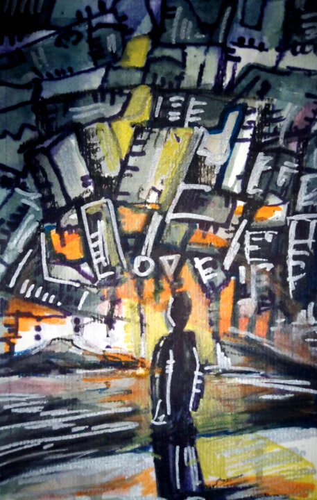 Click to view in high resolution Deep Blue Urban Scene Drawing