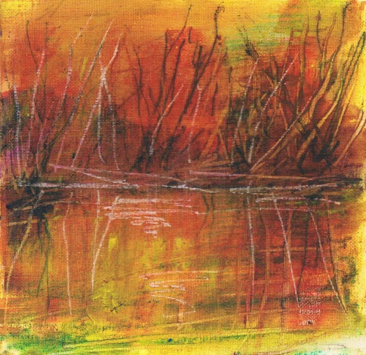 Click to view in high resolution Impressionistic Burnt Orange Landscape