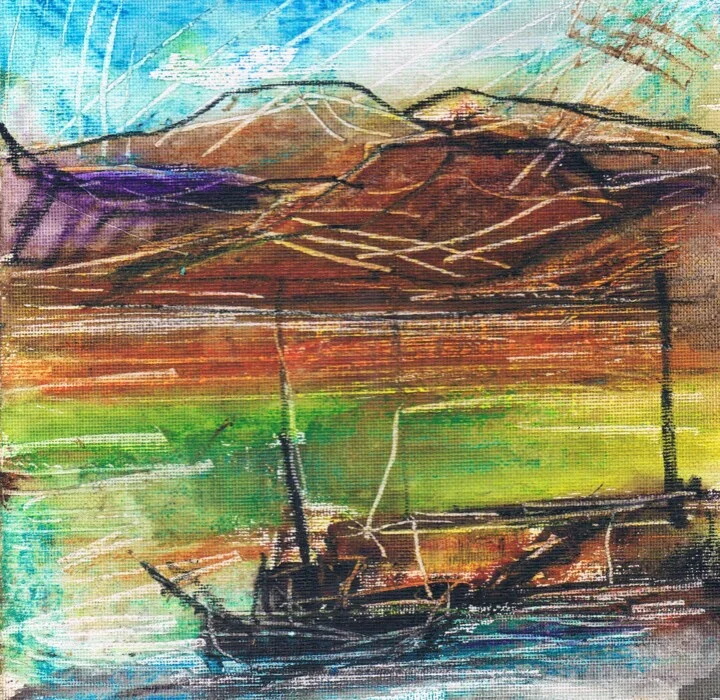 Click to view in high resolution Teal and Earthy Brown Landscape