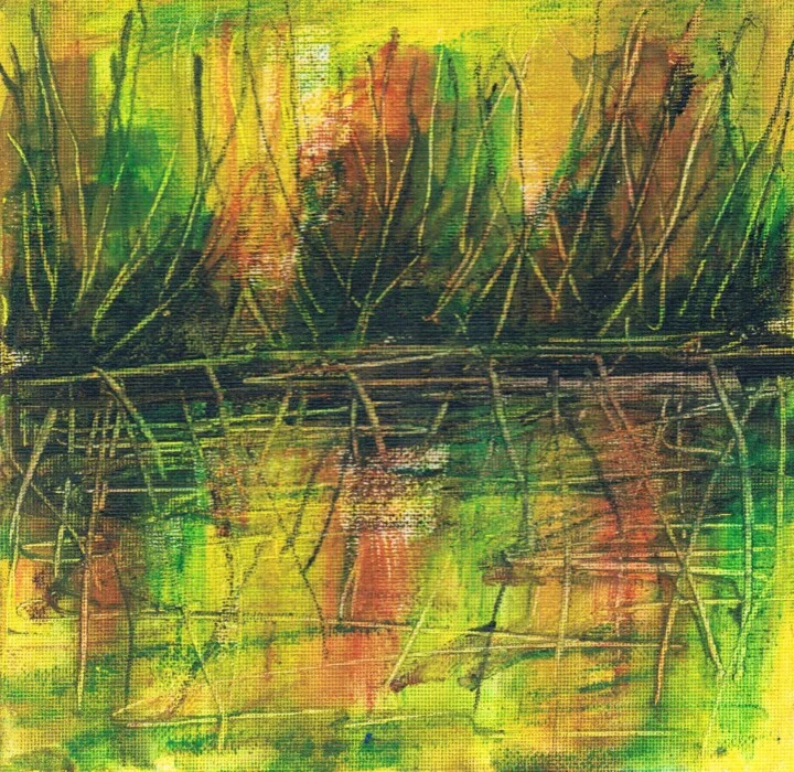 Click to view in high resolution Bright Green and Yellow Acrylic Reflection