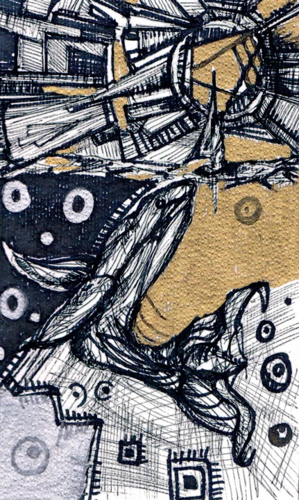 Click to view in high resolution Majestic Whale Ink Drawing on Textured Paper