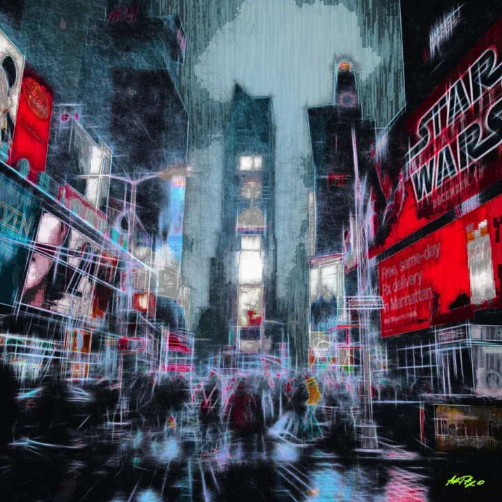 Click to view in high resolution Vibrant City Life Digital Print