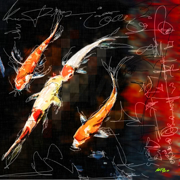 Click to view in high resolution Graceful Orange Koi Digital Painting