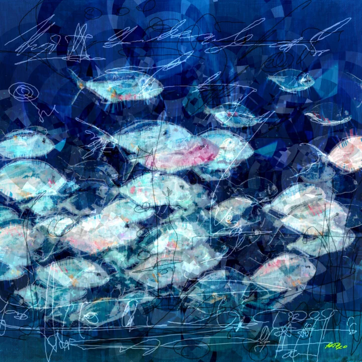 Click to view in high resolution Cerulean and Pink Fish Digital Artwork