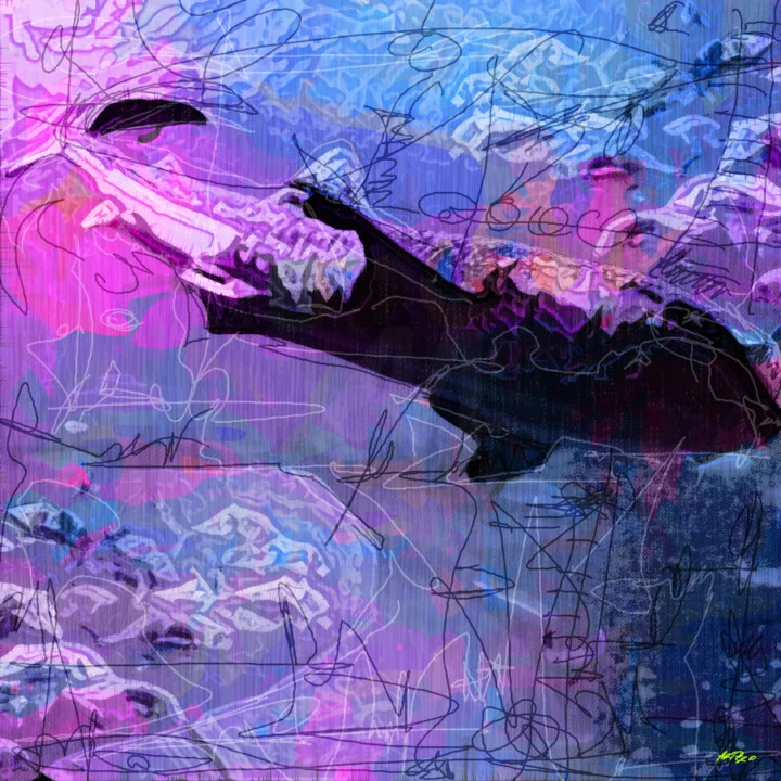 Click to view in high resolution Cyan and Magenta Stylized Shark