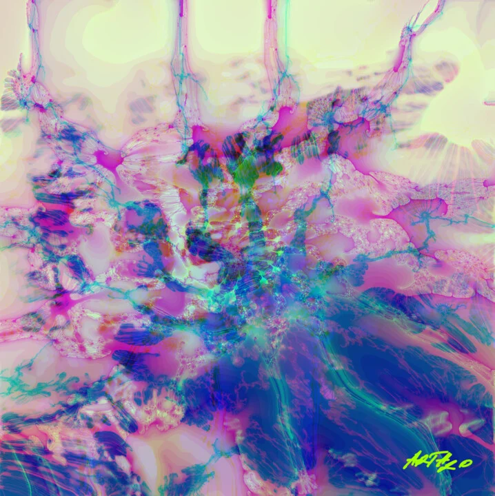 Click to view in high resolution Vivid Pink and Blue Spider Design