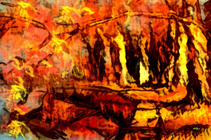 Click to view in high resolution Molten Orange Roots Digital Artwork