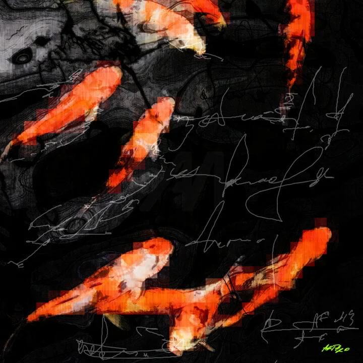 Click to view in high resolution Dynamic Orange Koi Fish Digital Art