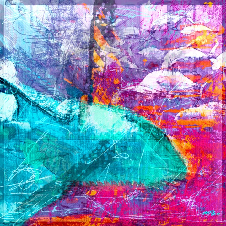 Click to view in high resolution Pink and Teal Shark Swimming