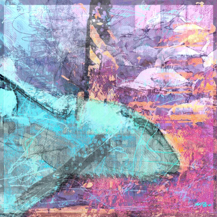 Click to view in high resolution Teal and Pink Shark Digital Art