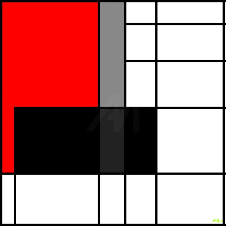 Click to view in high resolution Geometric Red and Black Digital Art