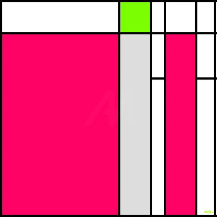 Click to view in high resolution Hot Pink and Green Geometric Digital Art