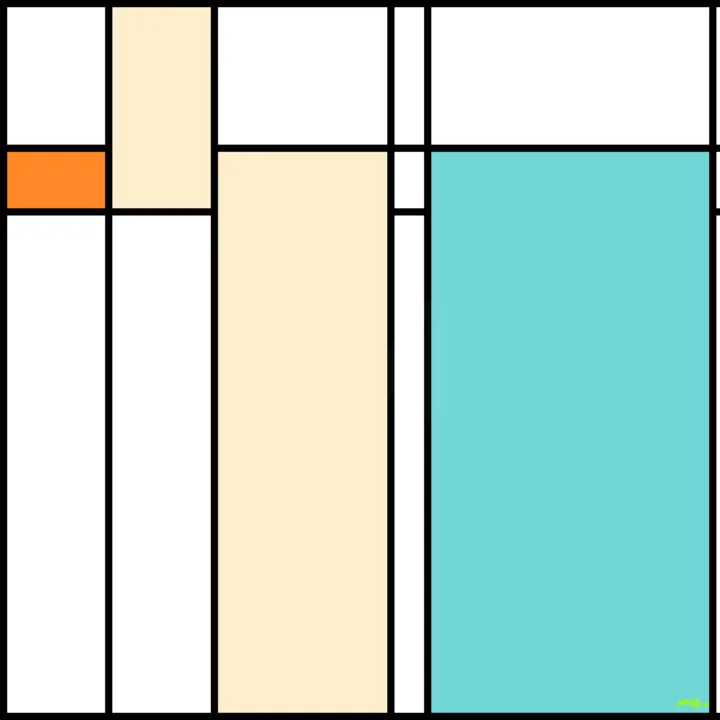 Click to view in high resolution Turquoise and Orange Geometric Digital Art