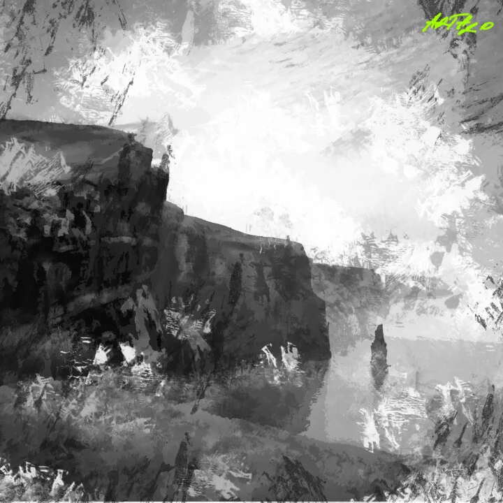 Click to view in high resolution Monochrome Cliffs of Moher Digital Art