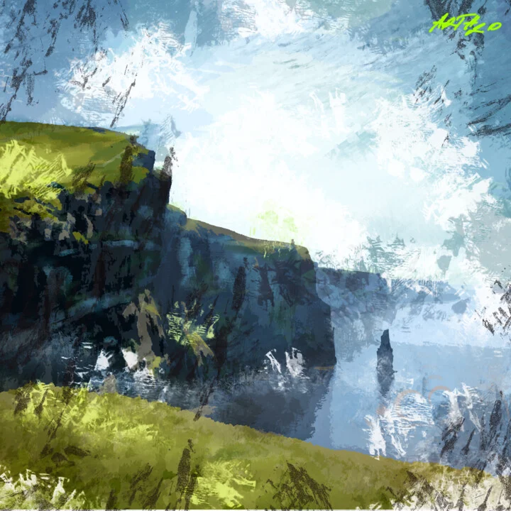 Click to view in high resolution Green and Blue Cliffs of Moher Digital Art